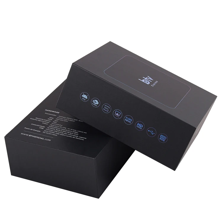 Black with lid and bottom paper packaging gift box BTV TV transmission box packaging