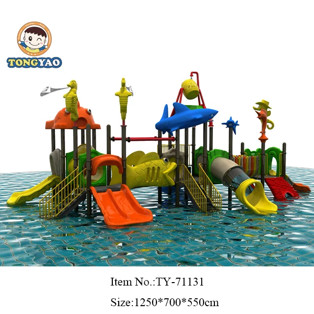 Kids Indoor Playground Aquapark Equipment Fiberglass Slip and Slide Steel and Metal Toy Games for Residential & Swimming Pools