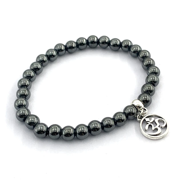 Wholesale 6mm Hematite Gemstone Beaded Bracelets With A Buddha Head Bead