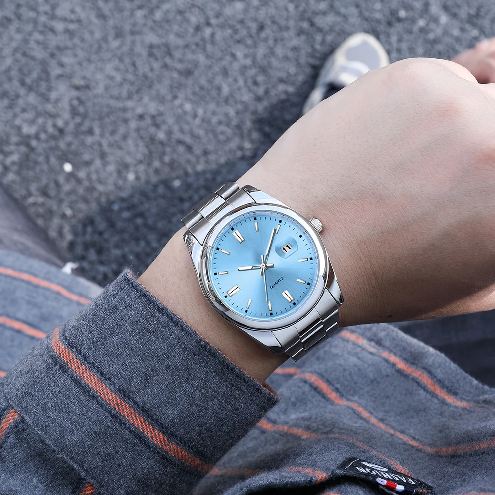 China Quartz Calendar Movement Waterproof Steel OEM Cheap Watches for Men Reloj Barato