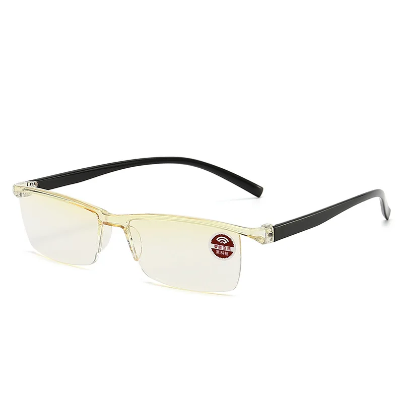 2023 New Auto Zoom Gradient Yellow Lenses One Piece Reading Glasses With Blue Light Protection for Men and Women