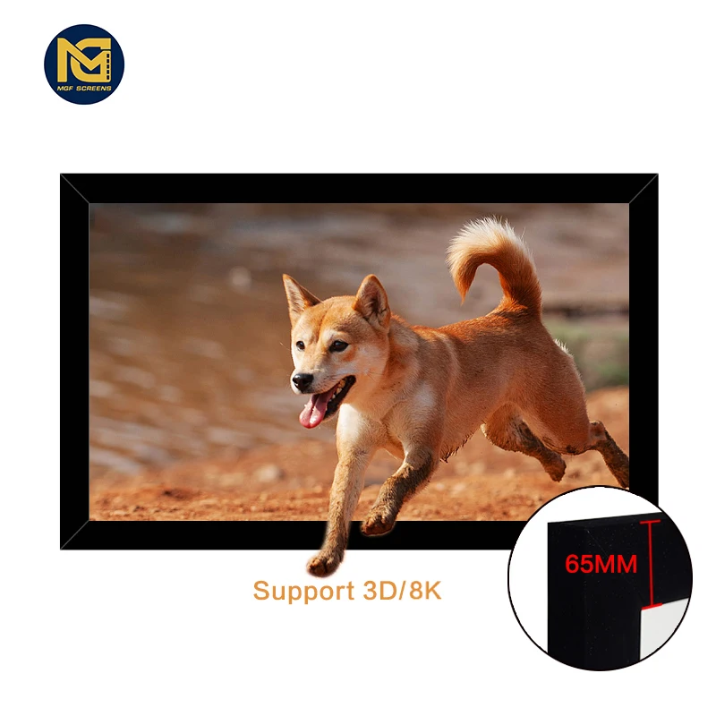 MGF factory High quality format 16:9 fixed frame projector screen 4k 65mm frame projection screen with frame