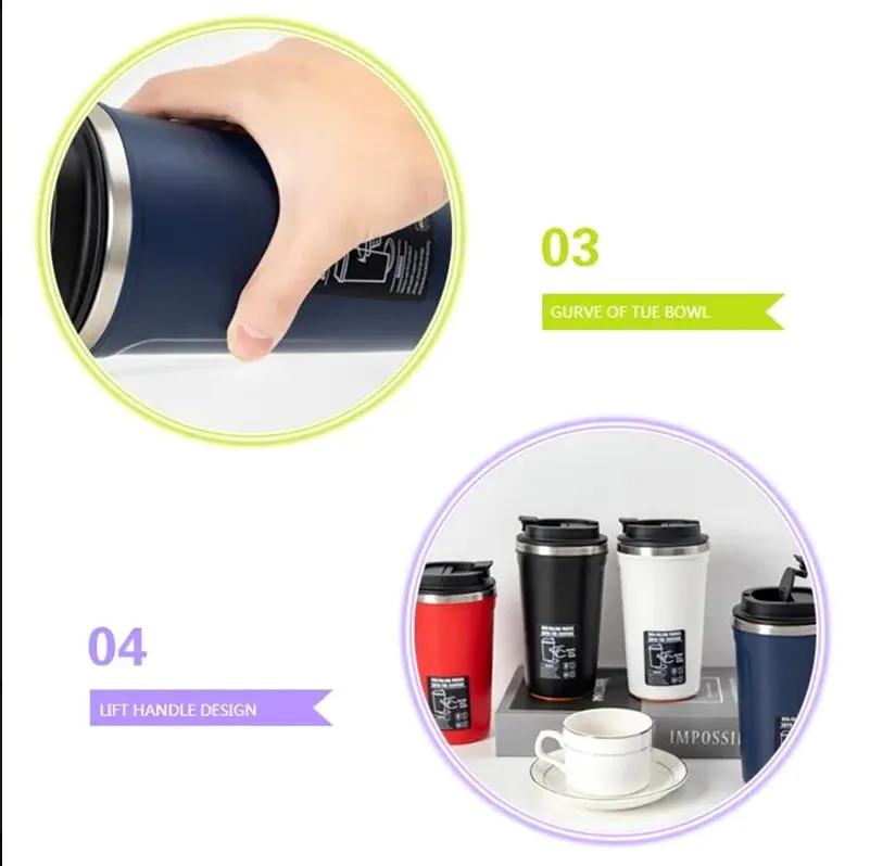 SJB101 350ML/500ML Stainless Steel Insulated Vacuum Drinkers Tumblers Cups Coffee Cup Magic Vacuum Suction Tumblers