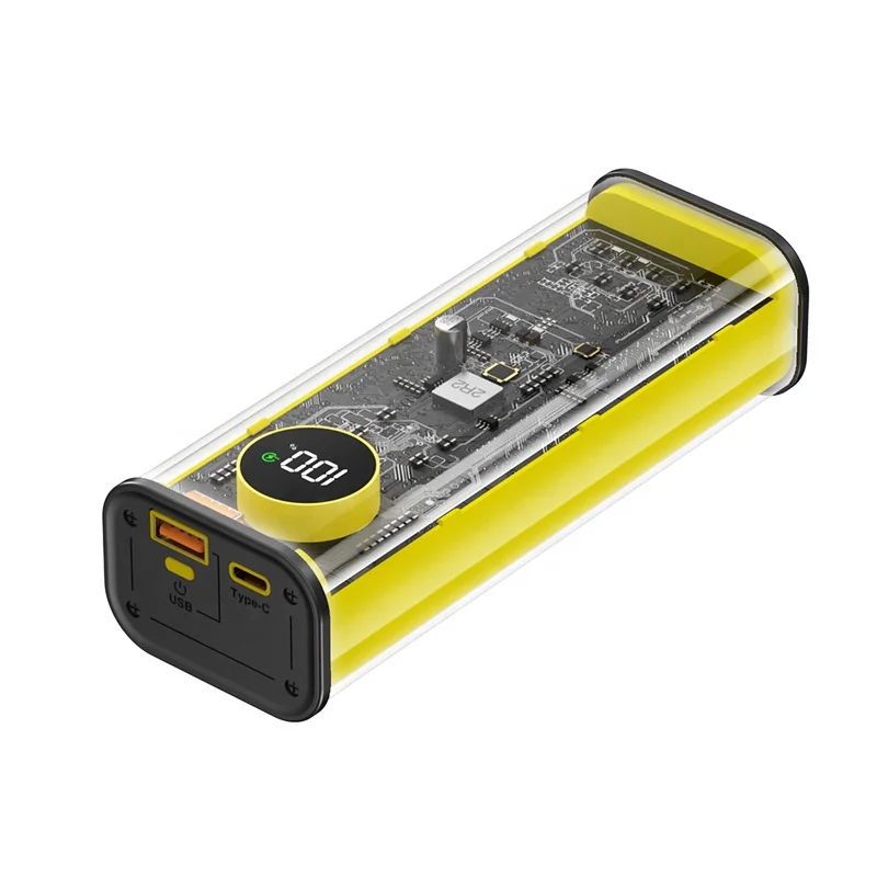 Transparent large capacity PD22.5W 20000mAh Power Bank Portable Fast Charge With LED Digital Display