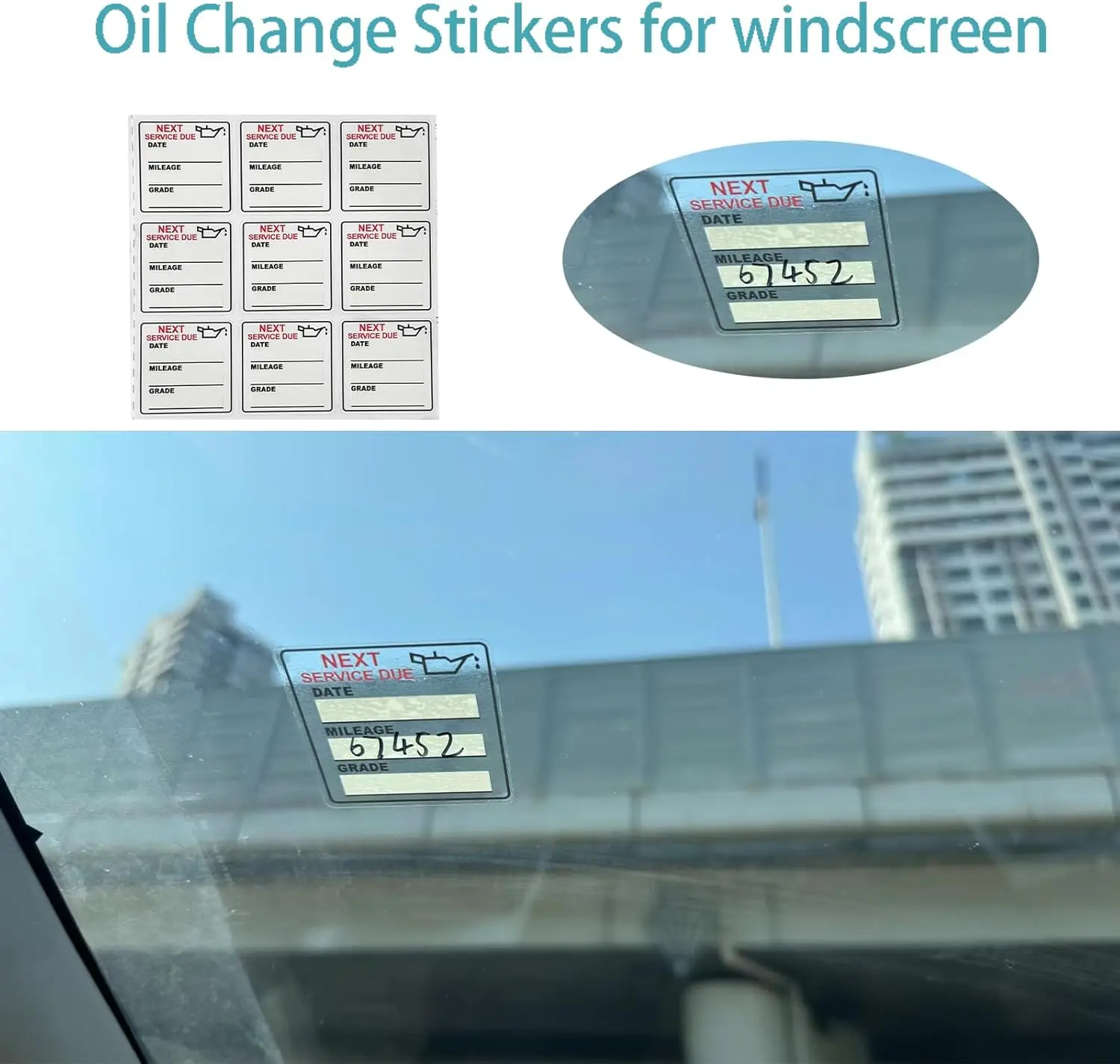 Car Maintenance Oil Change Sticker Service Reminder Transparent Waterproof Adhesive Label Sticker Electrostatic Film