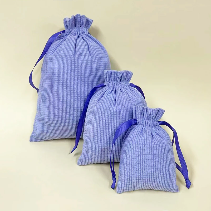 Velvet Fabric Charger Bags Corduroy Skincare Pouches Drawstring Consumer Electronics Storage Bags
