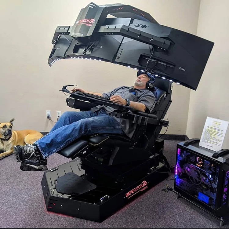 ease comfy IW R1 Zero gravity reclined workstation chair gaming COCKPIT for gaming, works triple monitor Tilting rig