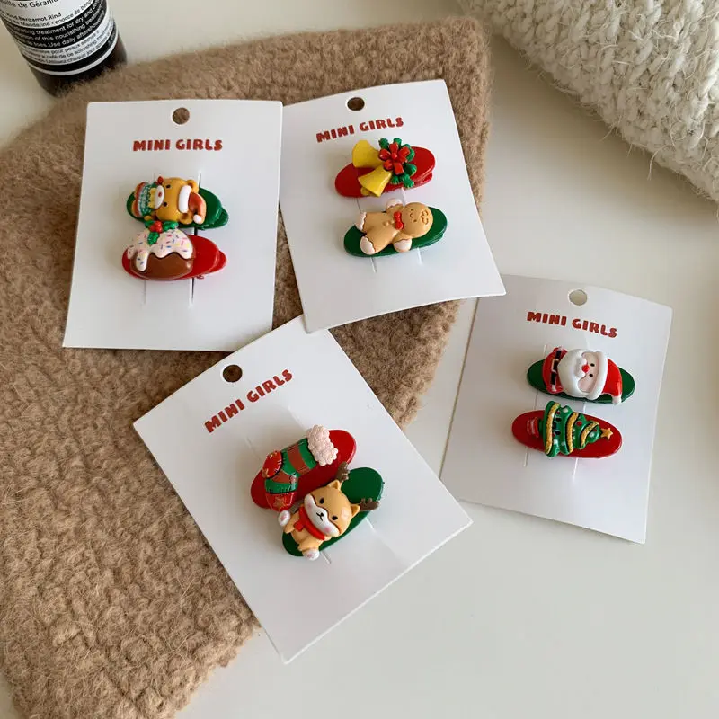 Japan and Korean Style Fashion Christmas Hair Accessories Cute Acrylic Hair Clips Girls Decorative Hairpin