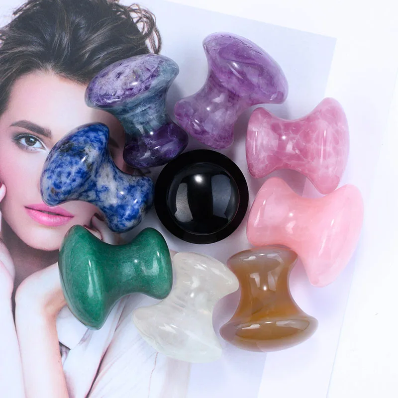 Natural Crystal Jade Mushroom Gua Sha Stone Face Eye Massager Facial Scraping Board Beauty Tool ice massage roller ball