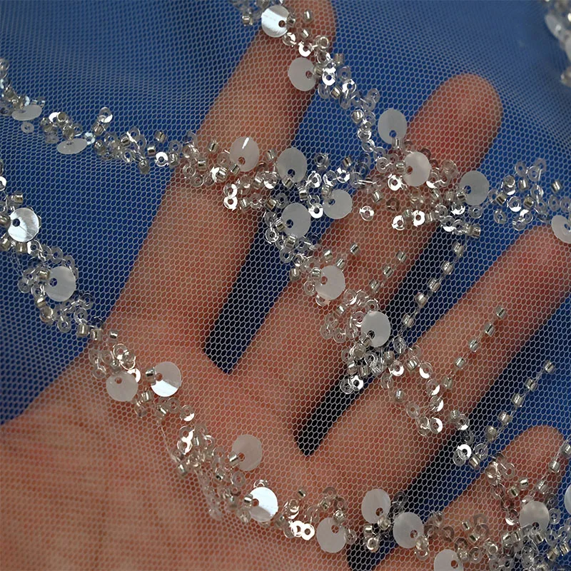 Luxury supplier 5 yards french tulle sequin lace fabric african