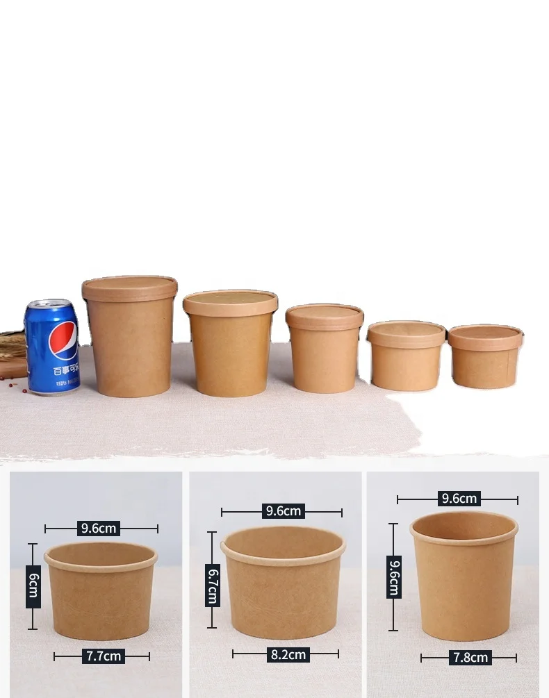 Hot Selling Disposable Biodegradable Takeaway customizable Kraft Soup Salad Paper Bowl