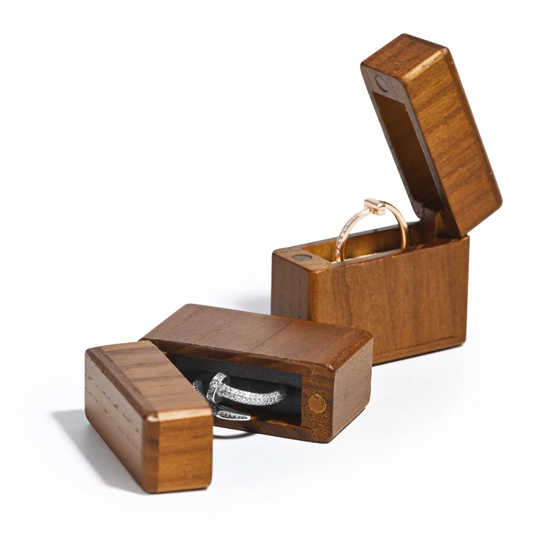 FANXI China Custom Wholesale Solid Wood Ring Box Jewelry Package Box With Microfiber Insert Jewelry Gift Boxes
