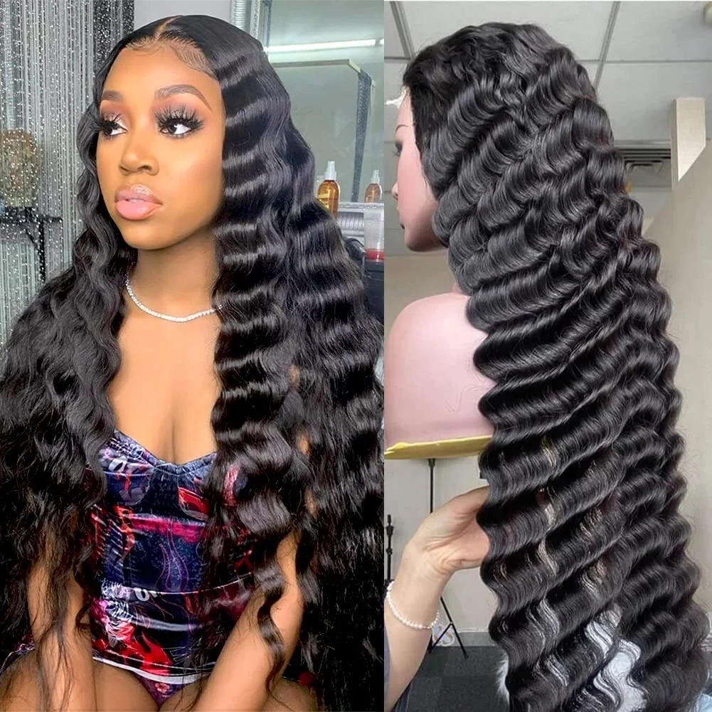 13*6 Hd Transparent Lace Frontal Wigs for Black Women Raw Burmese Curly Hair Deep Water Wave Wig 13x4 Human Hair Lace Front Wig