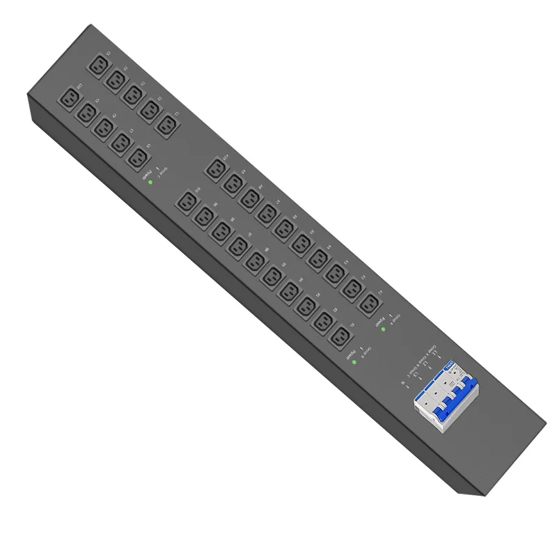 Factory customized 30 ways high power C13 PDU power cabinet socket with 4P air switch and indicator light machine room row plug