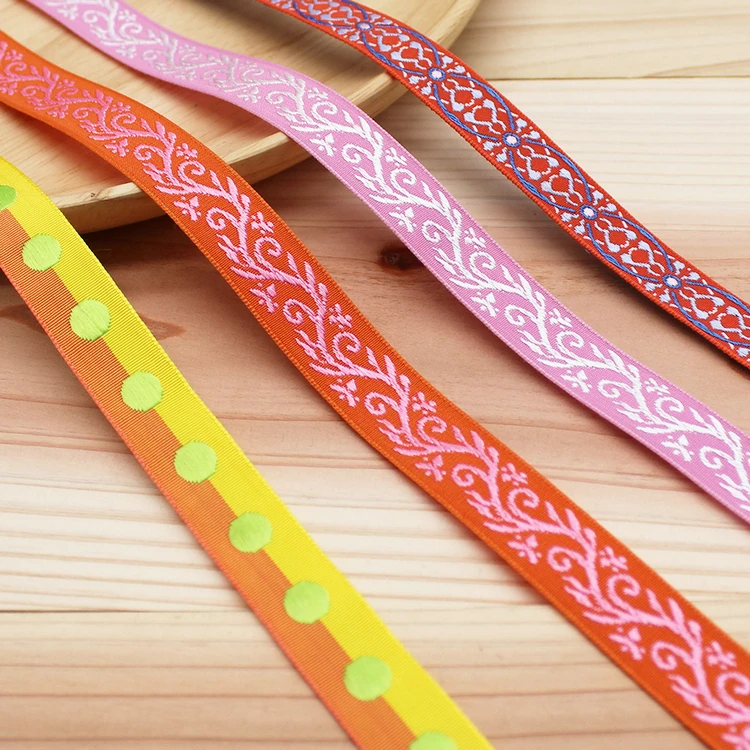 1 cm 1.5 cm 2 cm custom polyester grosgrain ribbon tape gold gift jacquard ribbon