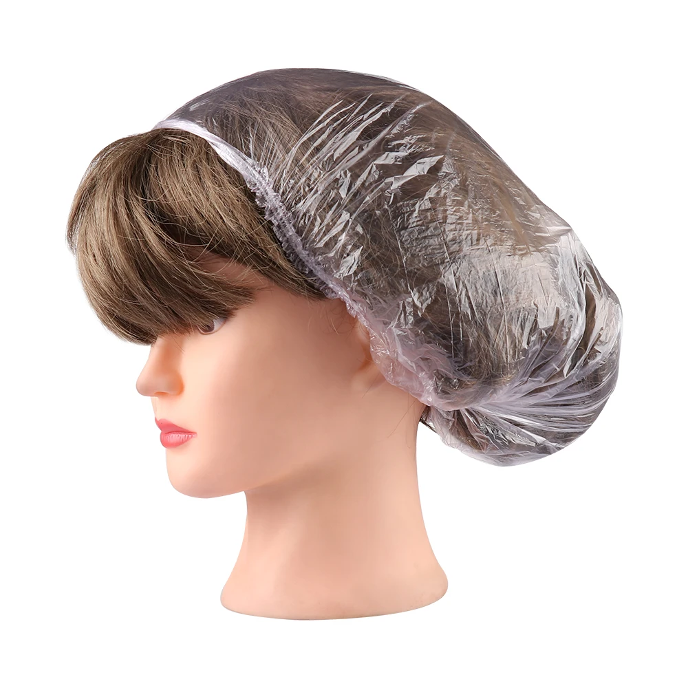  Custom Logo Extra Large Plastic PE Waterproof Disposable Hotel Adjustable Women Beauty Shower Cap For Long