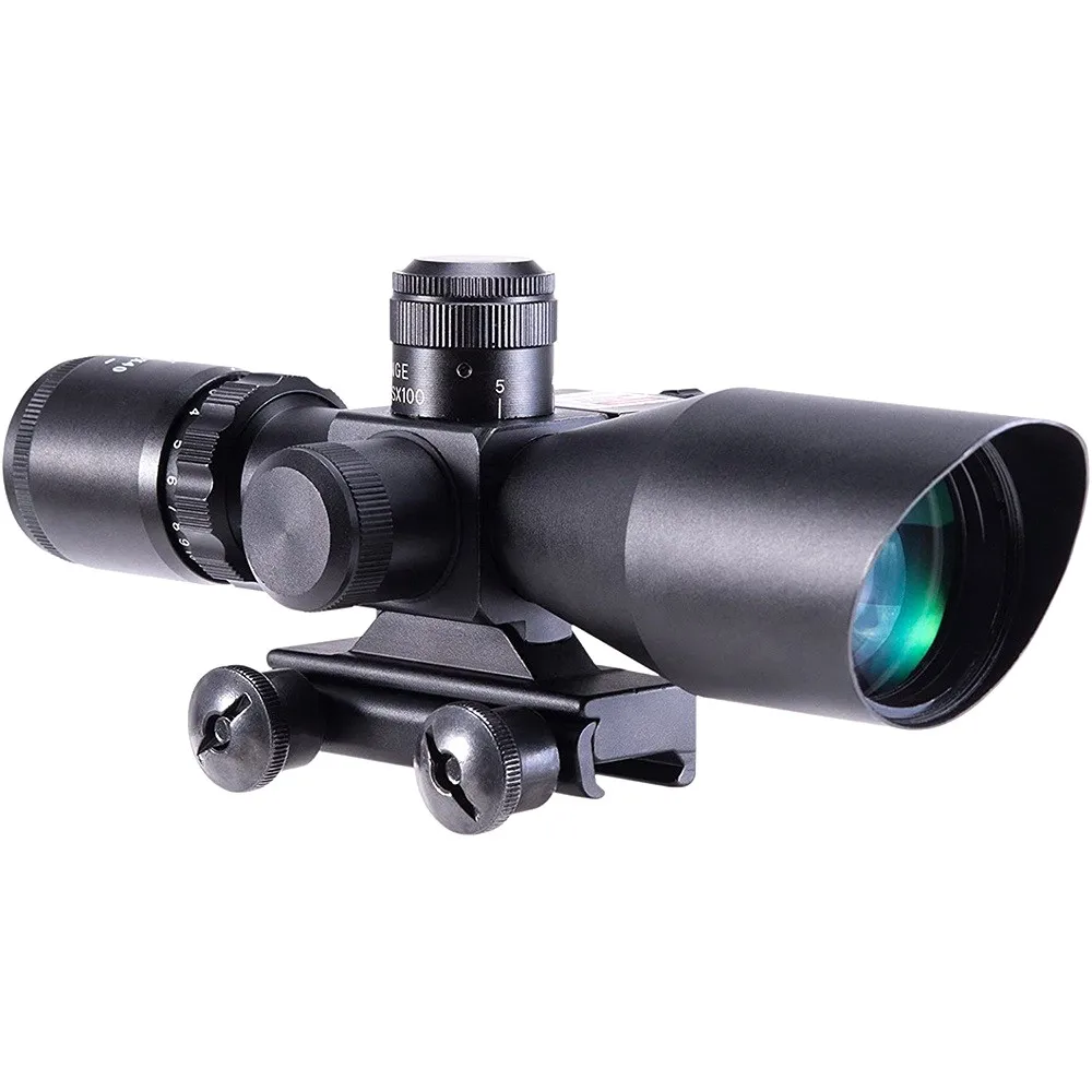 
Funpowerland 2.5-10x40 Tactical Rifle Scope Red Laser Dual illuminated Mil-dot with Rail Mount 