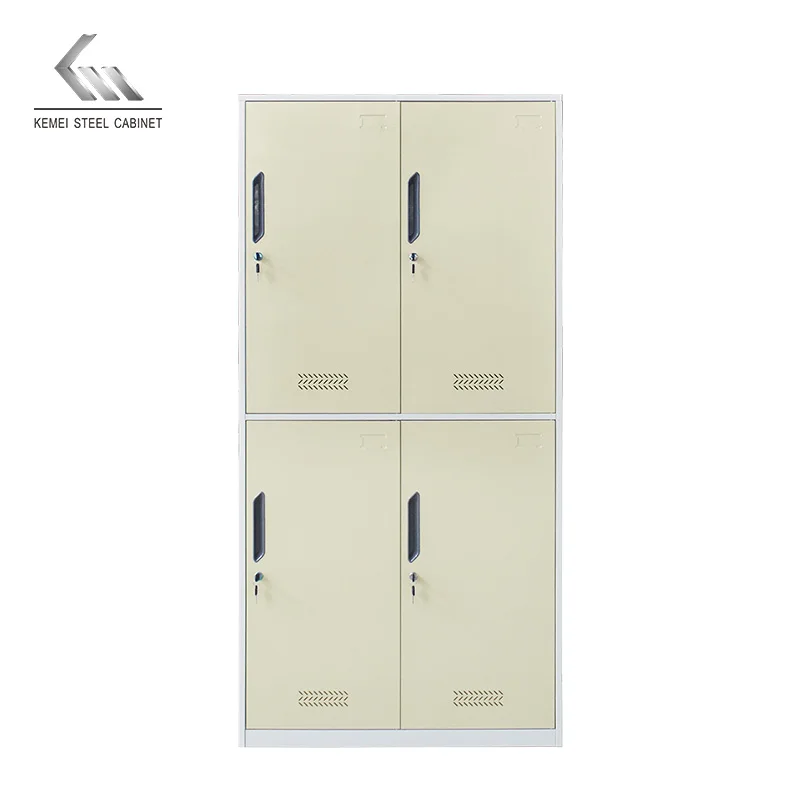 Four 4 Door School Gym Steel Assembled Design Clothes Metal Wardrobe Locker Staff Lockers Steel Wardrobe Locker Storage Cabinet