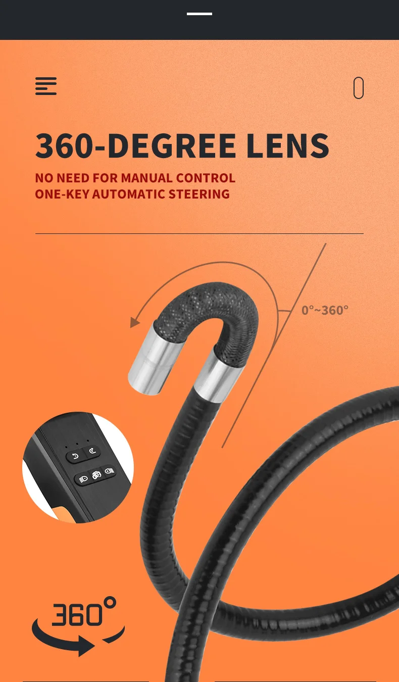 Portable 1080P HD8.5mm Steering Lens Snake Camera Inspection System equipment repairing Borehole Pipe/Slit Industrial Endoscope