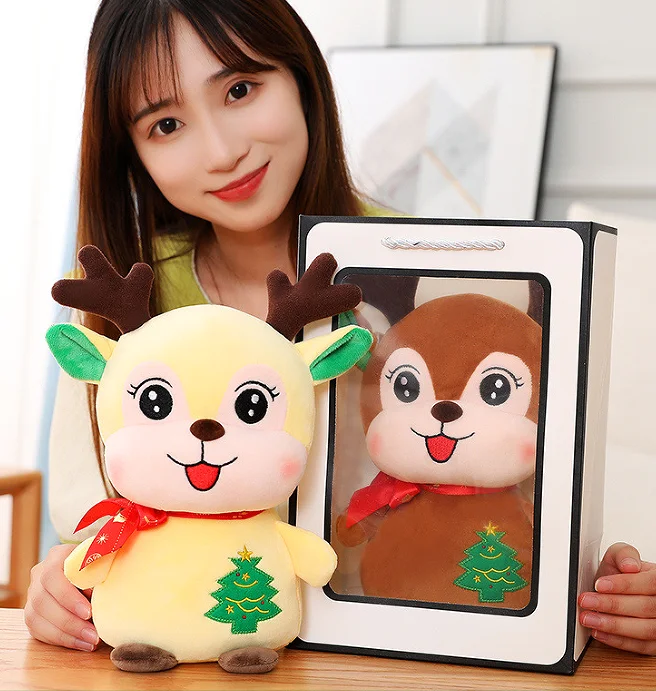 Merry Christmas Decoration Animated Musical Santa Claus Elk Stuffed Animals Plushie Decor Christmas Birthday Gifts for Kids Girl