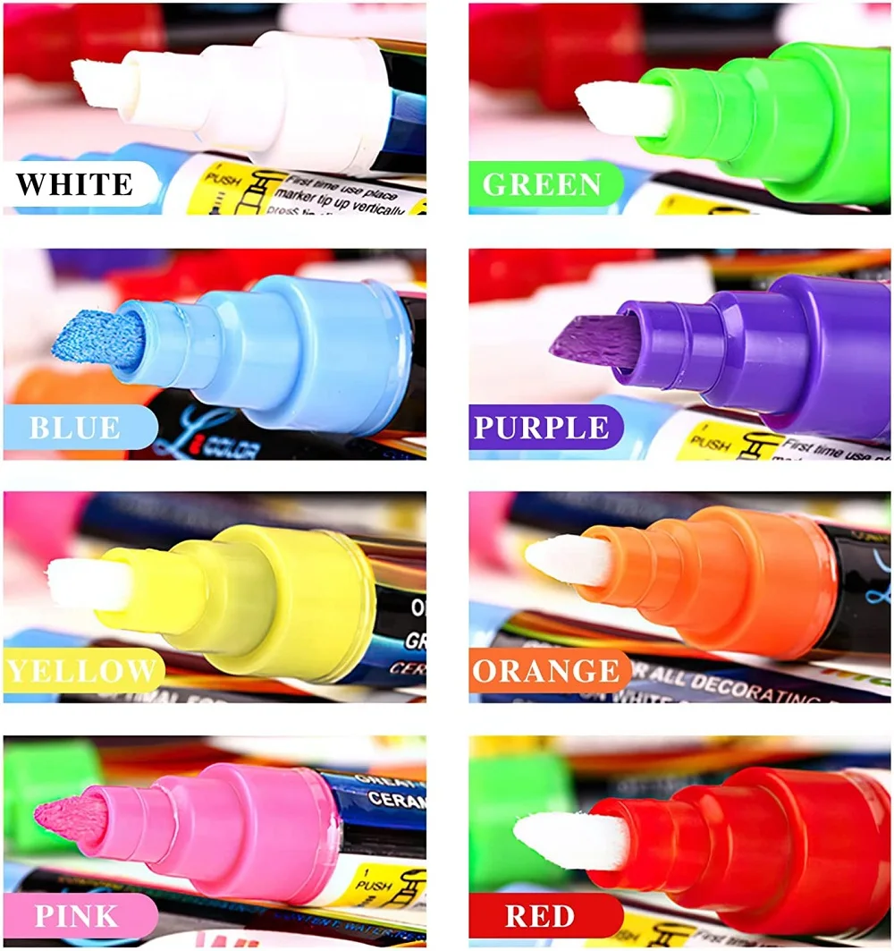 Water-based erasable liquid chalk markers for Window Glass Chalkboard Plastic LED board