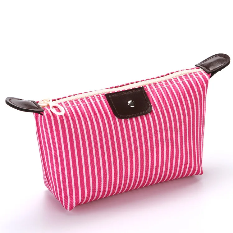 wholesale promotion personalized custom logo makeup cases foldable zebra stripped nylon cheap cosmetic bag with zipper