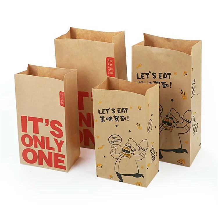 KM China wholesale custom without handle food lunch kraft paper bags for wedding birthday party