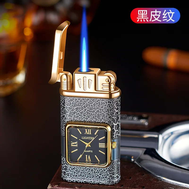 dual flame gun lighter lighter watch gas lighter with transparent gas tank manufacturer