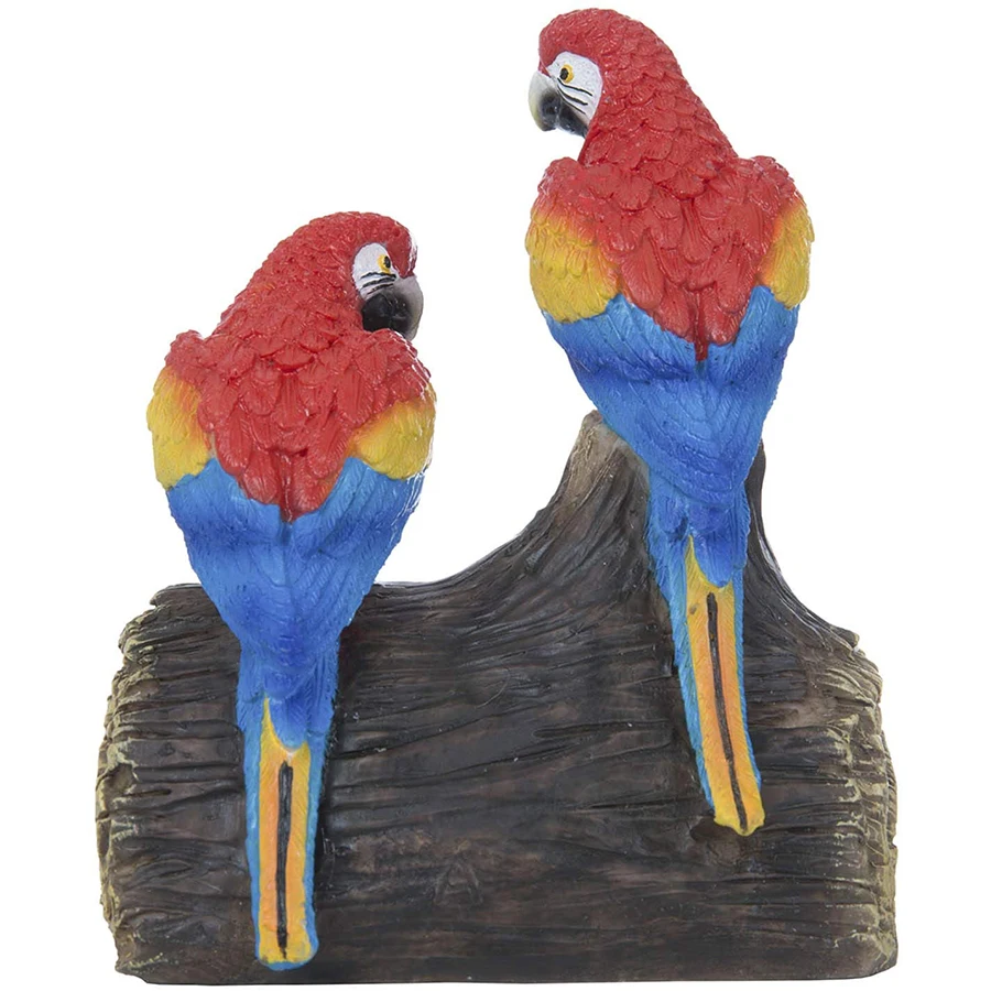 Garden Statues Red Sensor Parrots Decorative Resin Liberty Singing and Chirping Birds for Patio Lawn Yard Home Garden in Office
