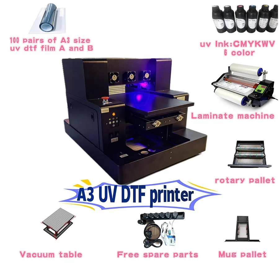 Hot Sale A3 A4 UV Printer Machine Automatic Flatbed UV Led Flatbed Printer AB Film UV DTF Printer Printing Machine