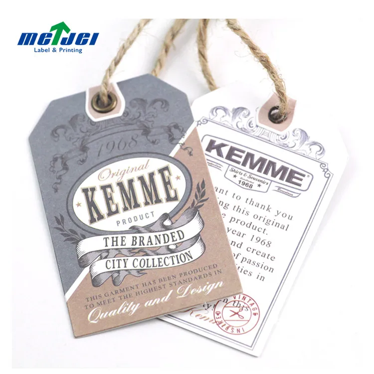 Custom Luxury Garment Swing Tags Clothes Label Print Name Logo Plastic Hang Tag With String Paper Hangtags For Clothing Own Logo