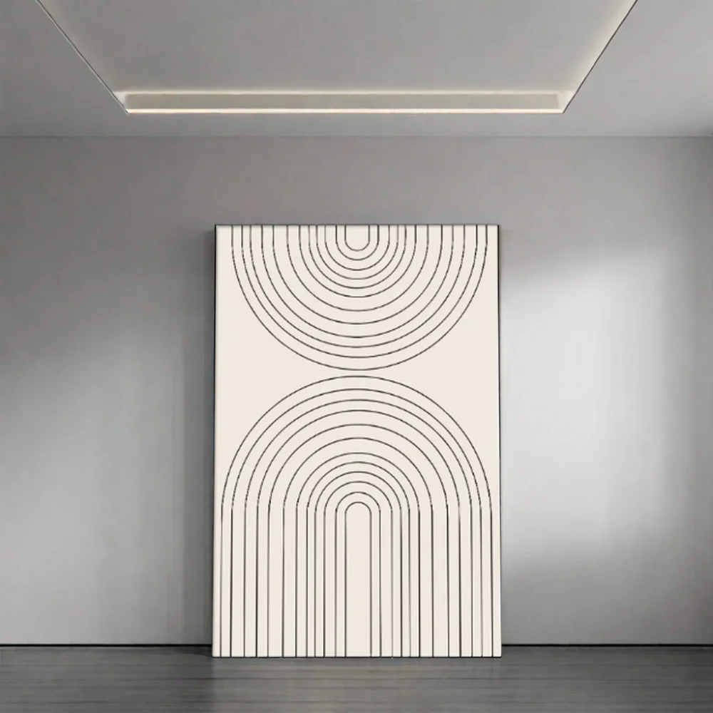 BIGIMAGE Custom Digital UV Printed Oversized Mural Black White Line Office Room Decoration Painting Modern Art Aluminum Frame