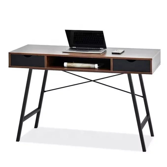 Cheap Odm/oem study table with two storage drawers simple modern wooden computer desk