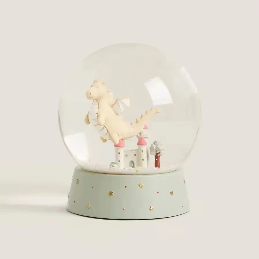 Wholesale Custom Resin Craft Cute Design Dragons and Dream Castles Snow globe  customized  for Home Decoration