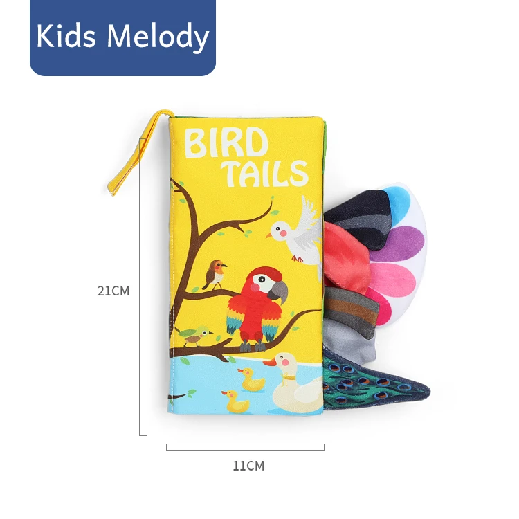 Amazon hot selling bird tail Animals story book baby soft Fabric cloth book for Baby toy