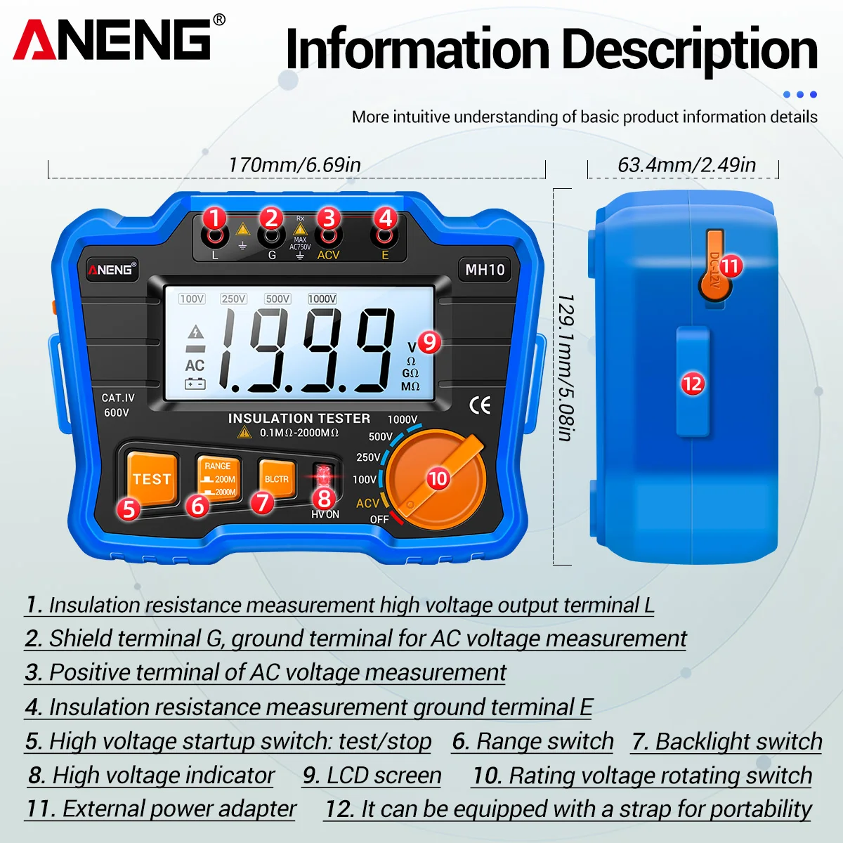 Измеритель изоляции ANENG MH10