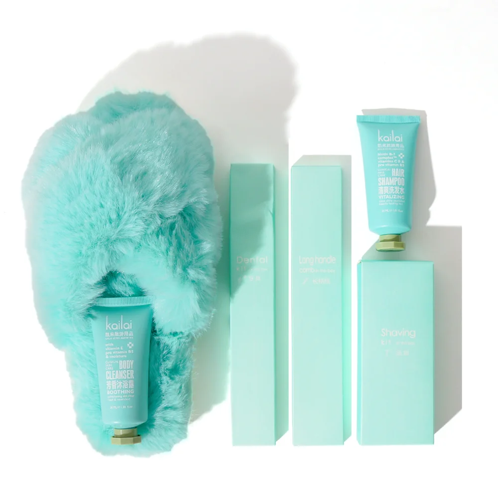 OEM Customized Logo Plush Slippers Disposable High Quality Shampoo Beautiful Hotel Amenities Set