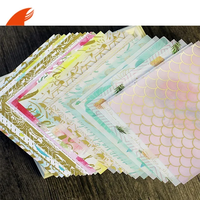 Hot Sale Creative Gold Color  Foil Stamping  Frost   Lovely  Paper  Craft Backer Paper  Pad 6x6 in Paper Pack Scrapbook