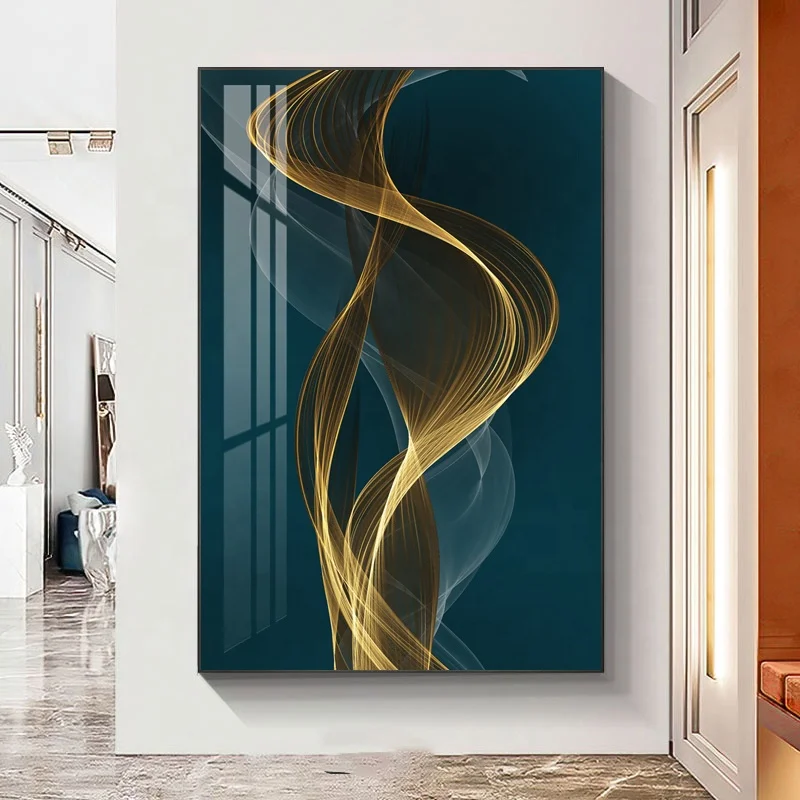 Porch decorative painting Luxury crystal porcelain painting abstract line wall art