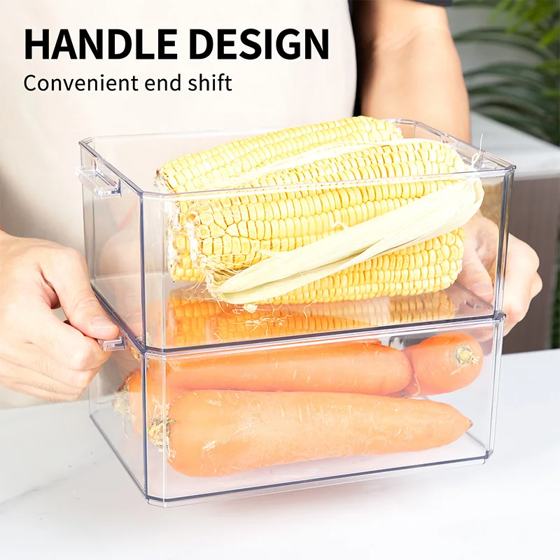 2 Pack Stackable BPA Free Frozen Fridge Refrigerator Organizer Food Storage and Container