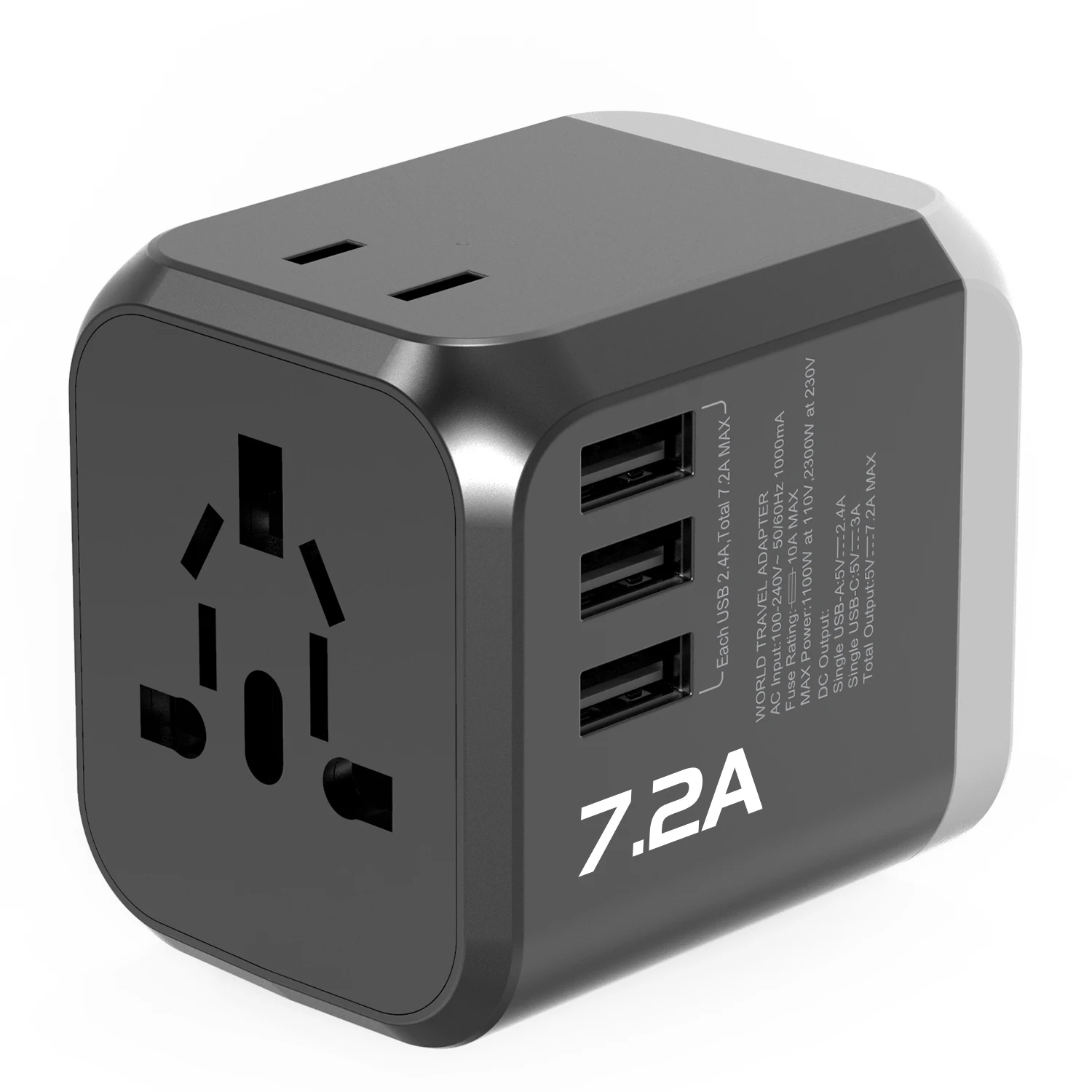 
Newest product travel adapter 3USB type c 7200mA quick charger international travel adaptor 