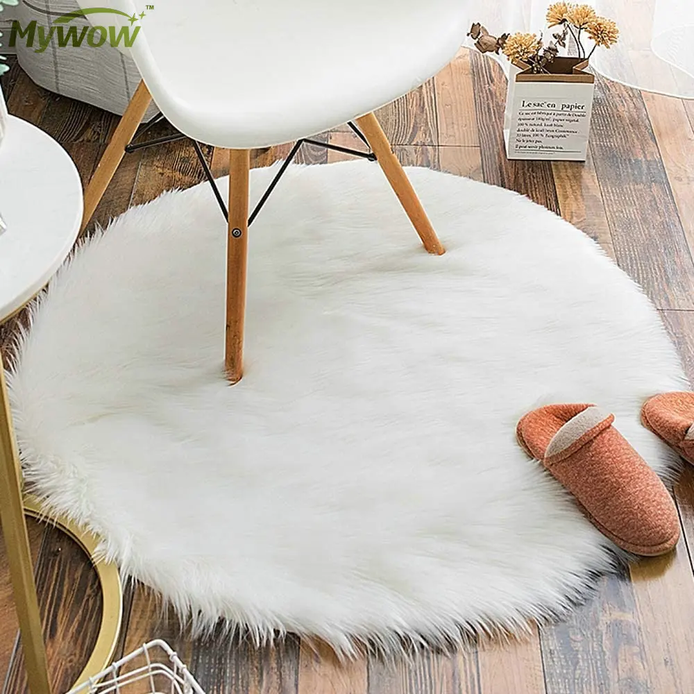 Home Use Anti-slip Soft Fluffy Area Rug White Faux Fur Sheepskin Carpet