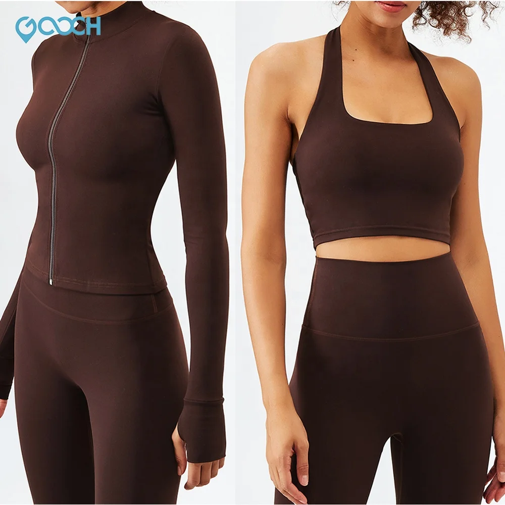 Gym Clothes Women new seamless yoga sets 3 pieces leggings and Long Sleeve Jackets plus size recycled activewear wholesale