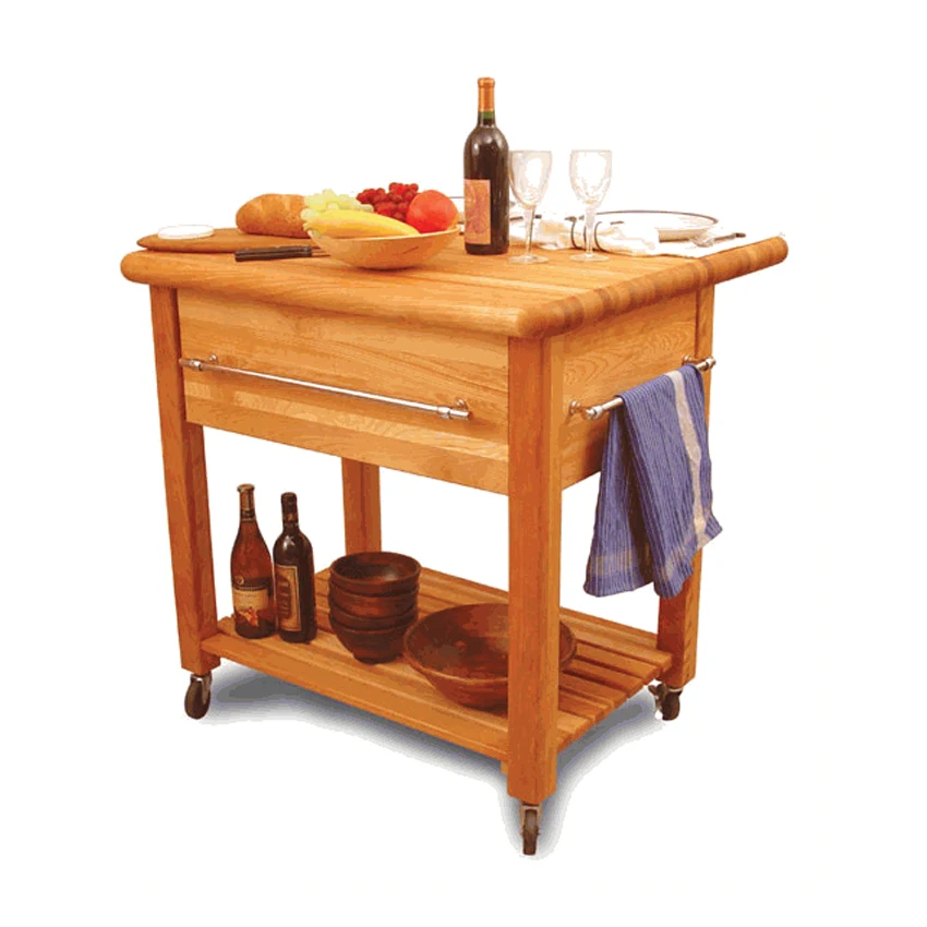 French Modern Portable Kitchen Small Cabinet Island Table With Storage And Rack