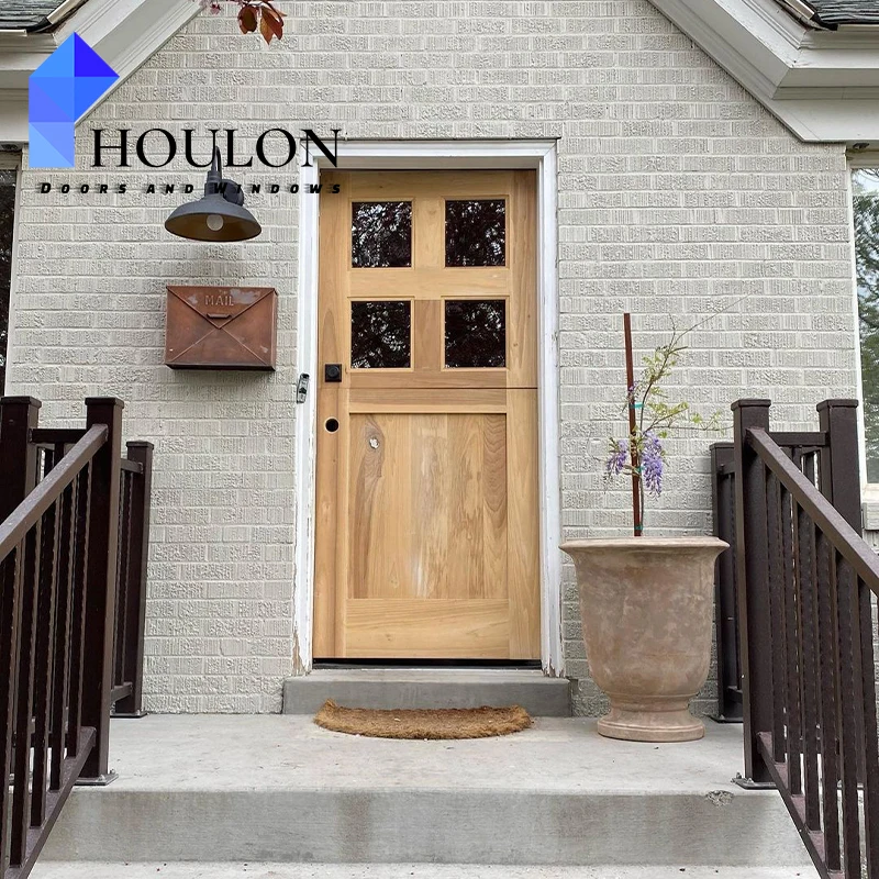 China Factory Price Modern Wood Doors Smart Lock System Designs Red Oak Entrance Front Door