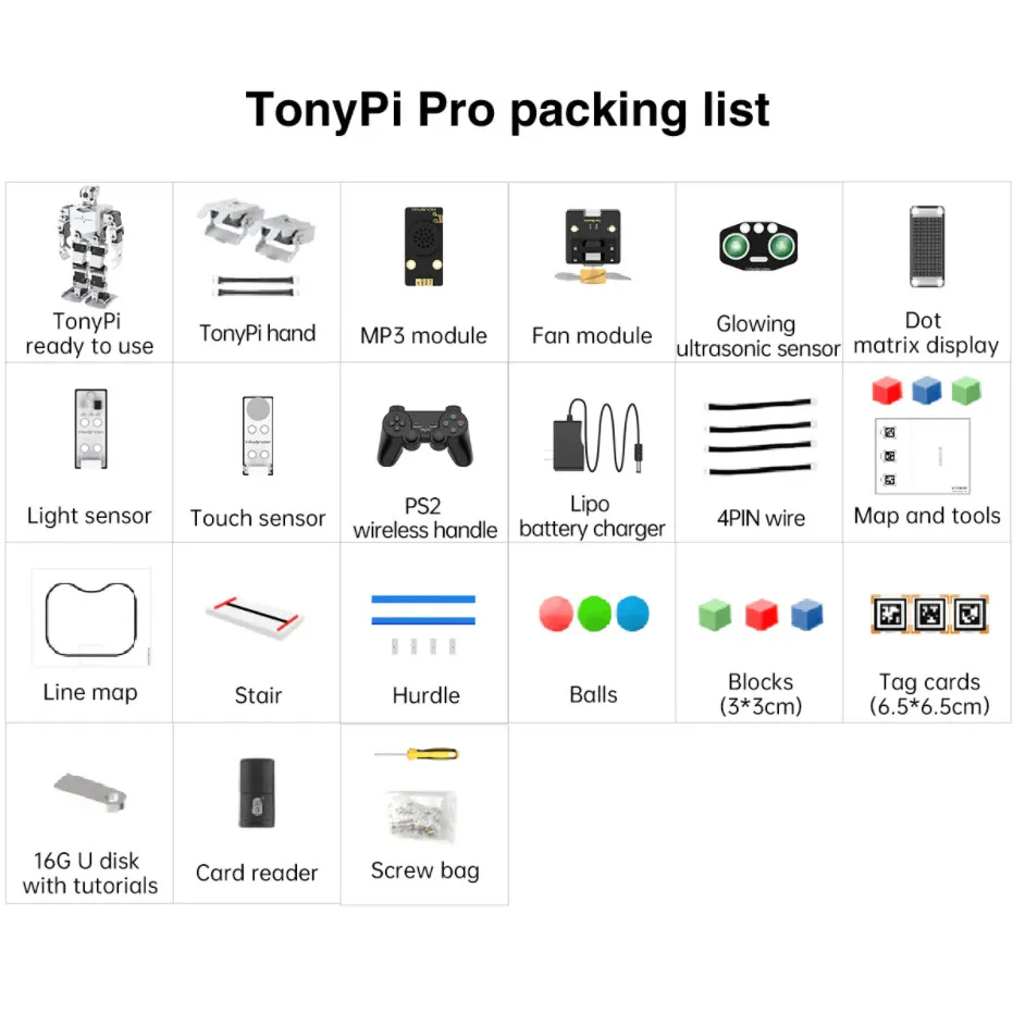 AI Vision Robot TonyPi Pro Intelligent Sporting Robot With Sensor Kit Education Robot toy Python Programming