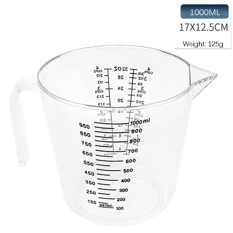 Hot selling plastic transparent measuring cups, kitchen measuring tools, baking tools
