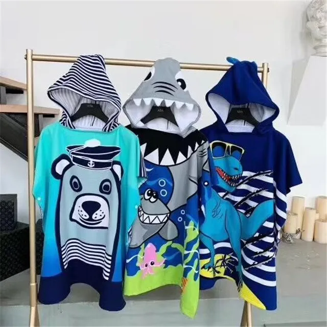 Quick drying children poncho towel for kids hooded towel Amazon hot selling