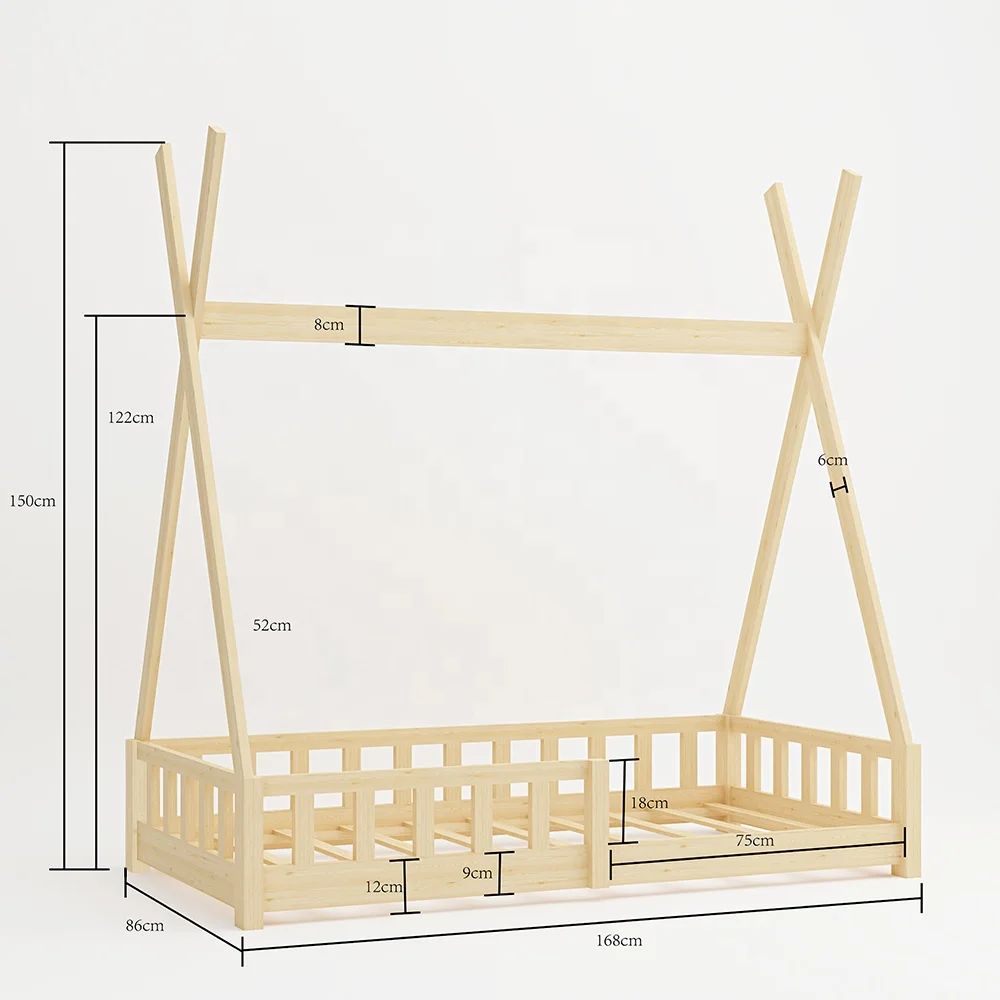 Bedroom furniture wooden children kids floor frame beds, floor house bed for kids