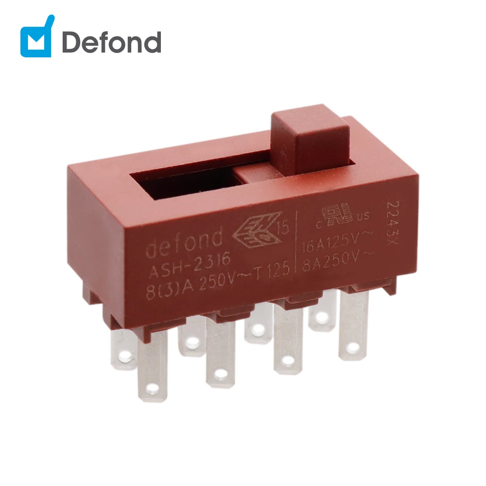 16A 125VAC 8 pin ползунковый Переключатель Defond ASH-2316X-30-BAT31-01R 8A 8(3) 250VAC T125 2p3t мини
